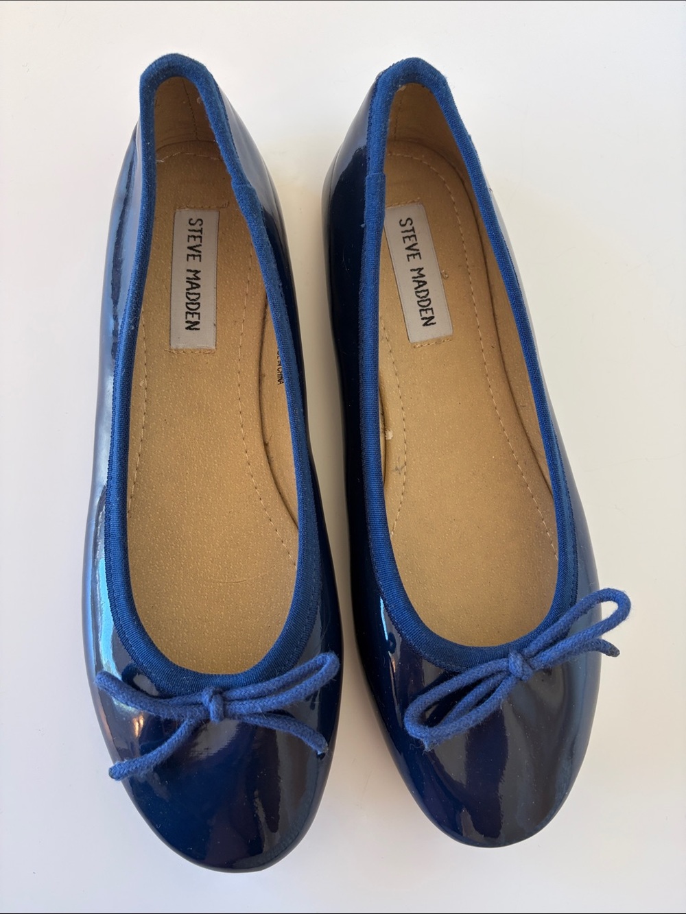 New W/O Box Steve Madden Rudin Glossy Bow Ballet Flats